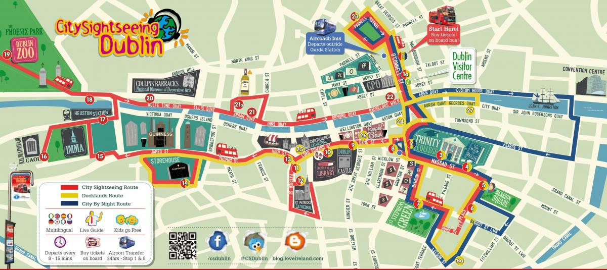 Mapa pieszych wycieczek po Dublinie